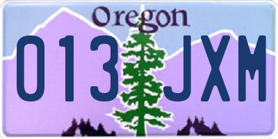 OR license plate 013JXM