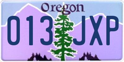 OR license plate 013JXP