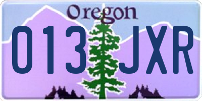 OR license plate 013JXR