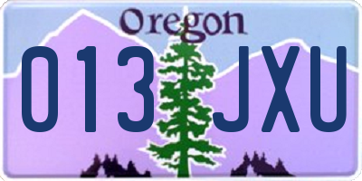 OR license plate 013JXU