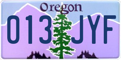 OR license plate 013JYF