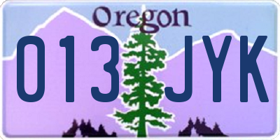 OR license plate 013JYK