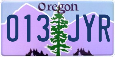 OR license plate 013JYR