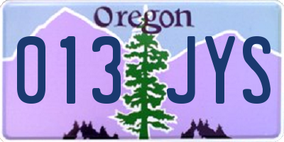 OR license plate 013JYS