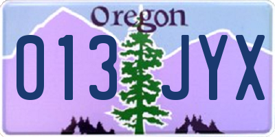 OR license plate 013JYX