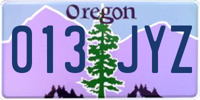 OR license plate 013JYZ