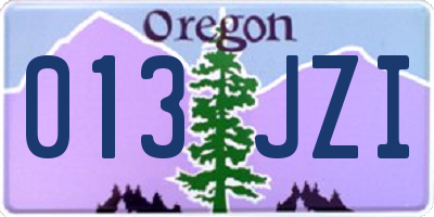OR license plate 013JZI