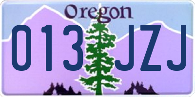 OR license plate 013JZJ