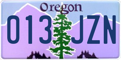 OR license plate 013JZN