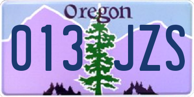 OR license plate 013JZS