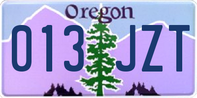 OR license plate 013JZT
