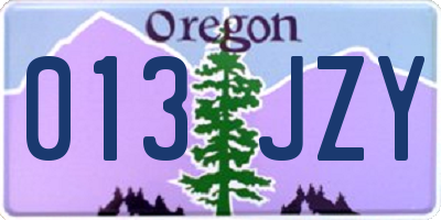 OR license plate 013JZY