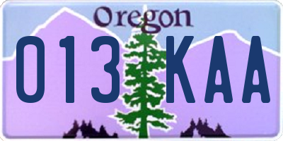 OR license plate 013KAA