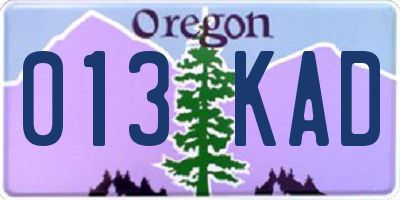 OR license plate 013KAD