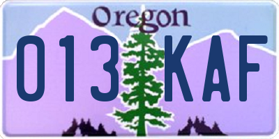 OR license plate 013KAF