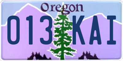 OR license plate 013KAI