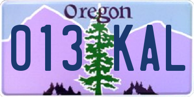 OR license plate 013KAL