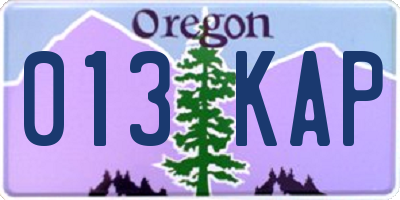OR license plate 013KAP
