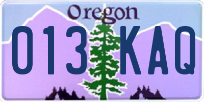 OR license plate 013KAQ