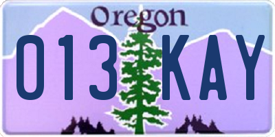 OR license plate 013KAY