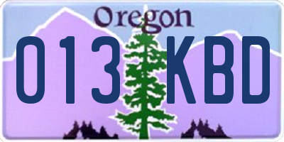 OR license plate 013KBD