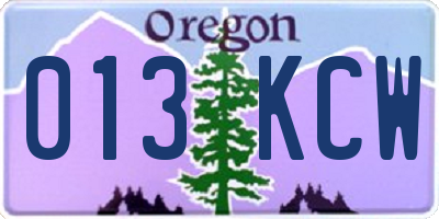 OR license plate 013KCW