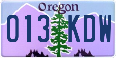 OR license plate 013KDW