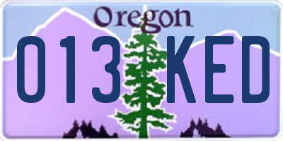 OR license plate 013KED