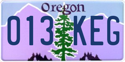 OR license plate 013KEG