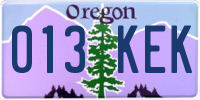 OR license plate 013KEK