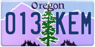 OR license plate 013KEM