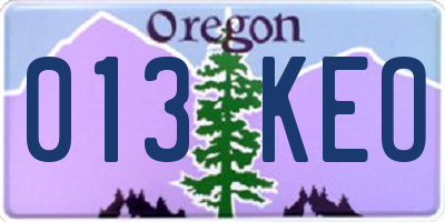 OR license plate 013KEO