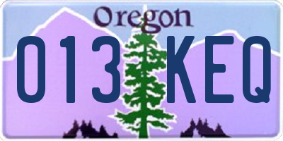 OR license plate 013KEQ