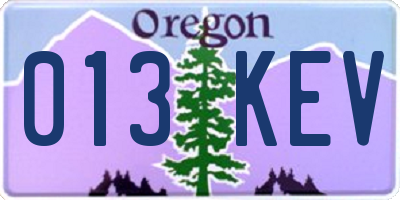OR license plate 013KEV