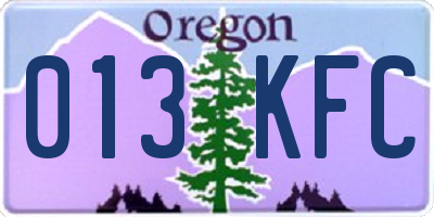 OR license plate 013KFC