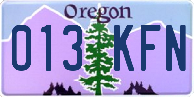 OR license plate 013KFN