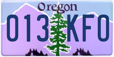 OR license plate 013KFO