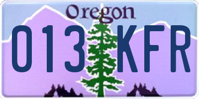 OR license plate 013KFR
