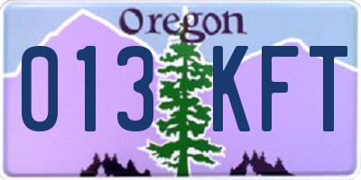 OR license plate 013KFT