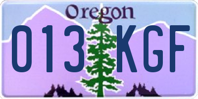 OR license plate 013KGF