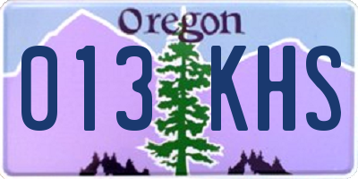 OR license plate 013KHS