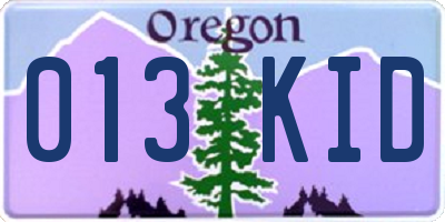 OR license plate 013KID