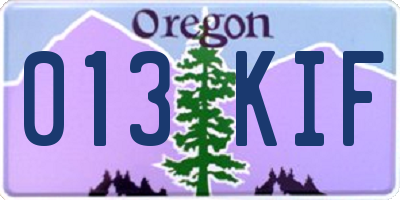 OR license plate 013KIF
