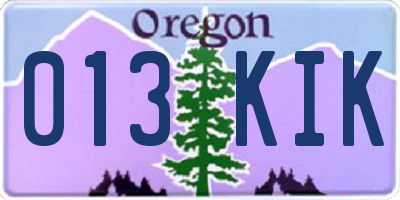 OR license plate 013KIK