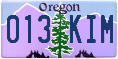 OR license plate 013KIM
