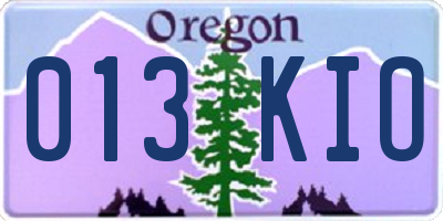 OR license plate 013KIO