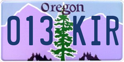 OR license plate 013KIR
