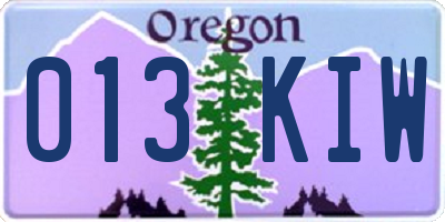 OR license plate 013KIW
