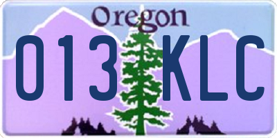 OR license plate 013KLC