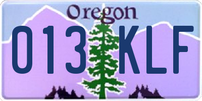 OR license plate 013KLF